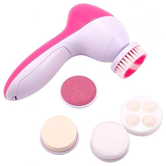 Imagem de Massageador 5 em 1 Esfoliante Limpeza Facial Beleza Escova Elétrica Portátil