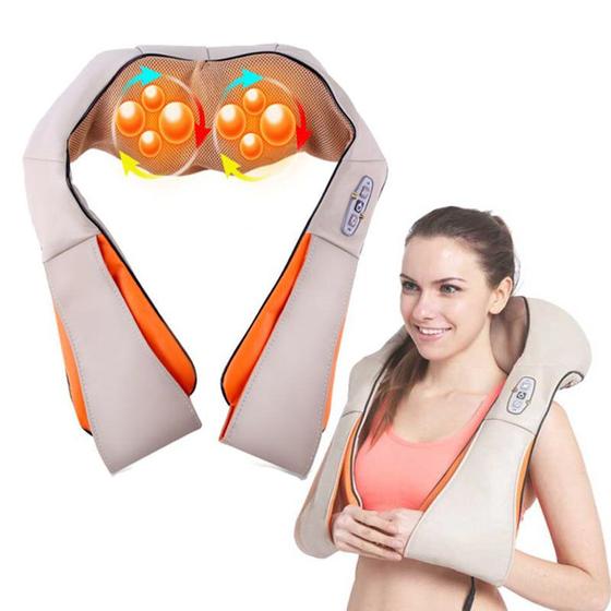 Imagem de Massageador Cervical Relaxante para Costas Ombros Pernas Colete Shiatsu Elétrico