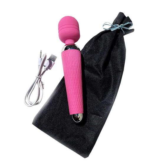 Imagem de Massageador Corporal Varinha Mágica Magic Wand Portátil Potente Corpo Coluna Lombar 6000 Rpm Rosa