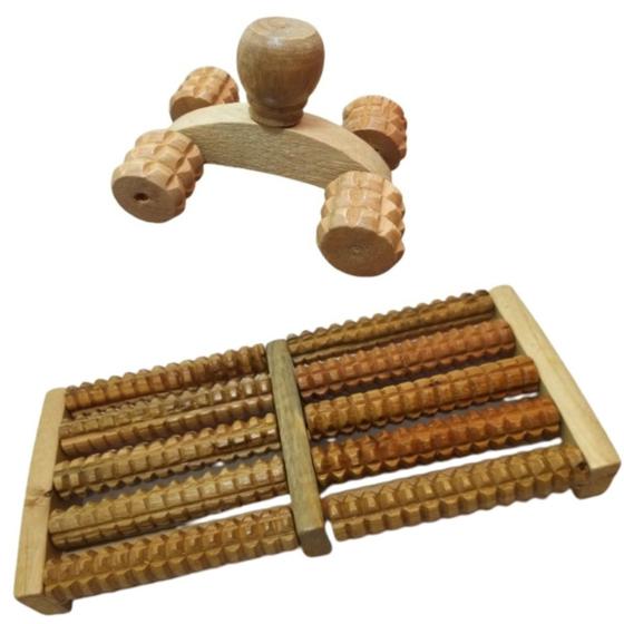 Imagem de Massageador Madeira Terapeutico Corpo Pescoço Costas Pés-Kit de Massagem Fisioterapia Bem Estar Relaxamento Anti Stress