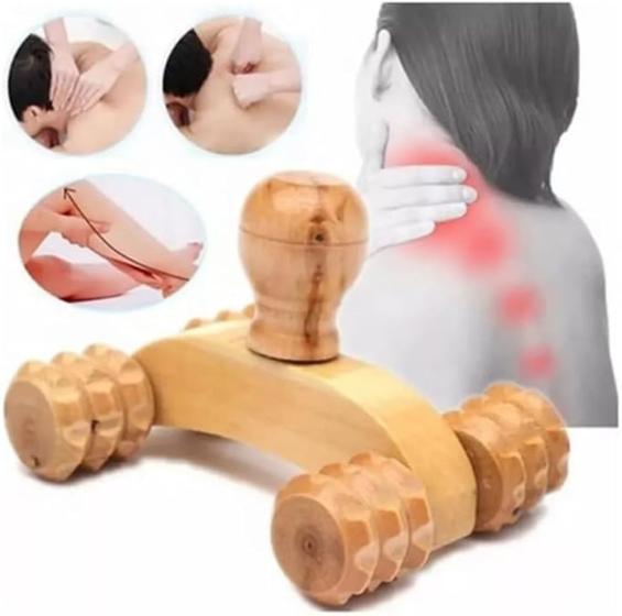 Imagem de Massageador Massagem Anti Stress Carrinho de Madeira Maderoterapia Portátil Corporal Relaxante