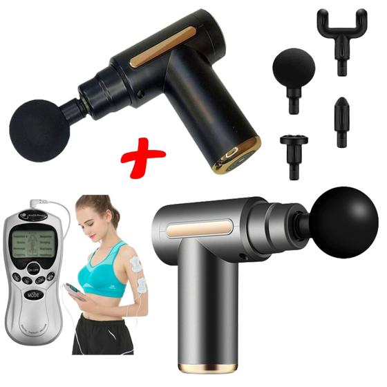 Imagem de Massageador Muscular Elétrico Bivolt Recarregável + Eletroestimulador Fisioterapia