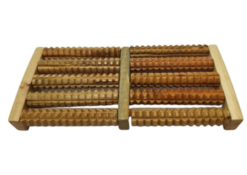 Imagem de Massageador Rolo Madeira Para Os Dois Pés Fisioterapia Relax