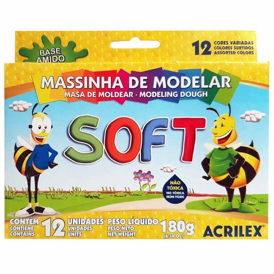 Massinha de Modelar 12 Cores Soft Acrilex Menor preço em Massinha de Modelar 12 Cores Soft Acrilex