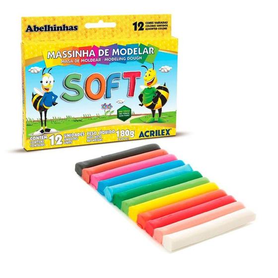 Imagem de Massinha de Modelar Acrilex Soft Abelinha Diversão C/ 12 Cores