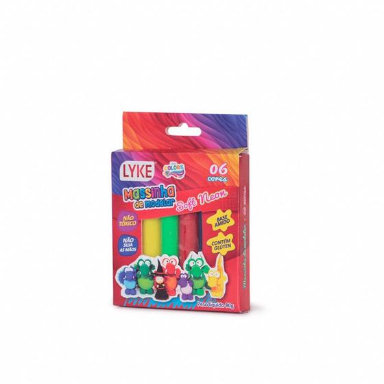 Imagem de Massinha De Modelar Com 6 Cores Tons Neon 80g
