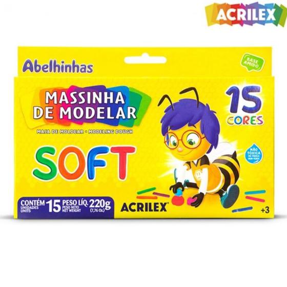 Imagem de Massinha de Modelar Infatil Soft 15 Cores Acrilex 220grs