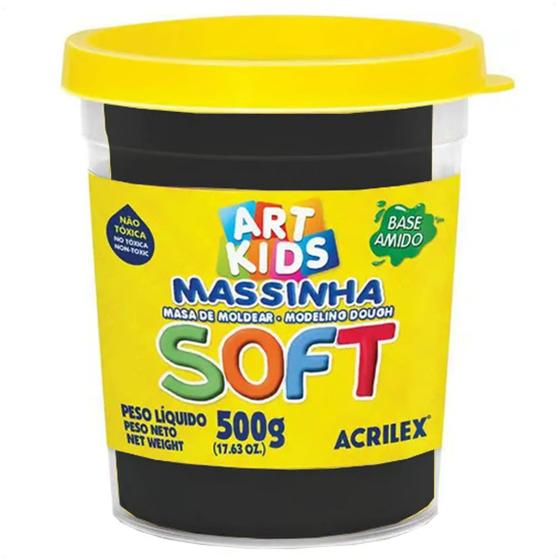 Imagem de Massinha de Modelar Macia Preto Soft Grande 500g Acrilex