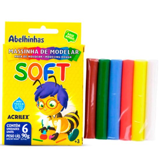 Imagem de Massinha de Modelar Soft Macia Conjunto 6 Cores Divertidas