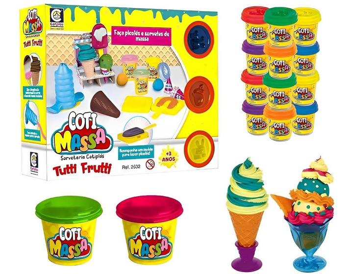 Imagem de Massinha De Modelar Sorveteria Coti Massa cheirinho Tutti Frutti - Brinquedo Infantil Cotiplás