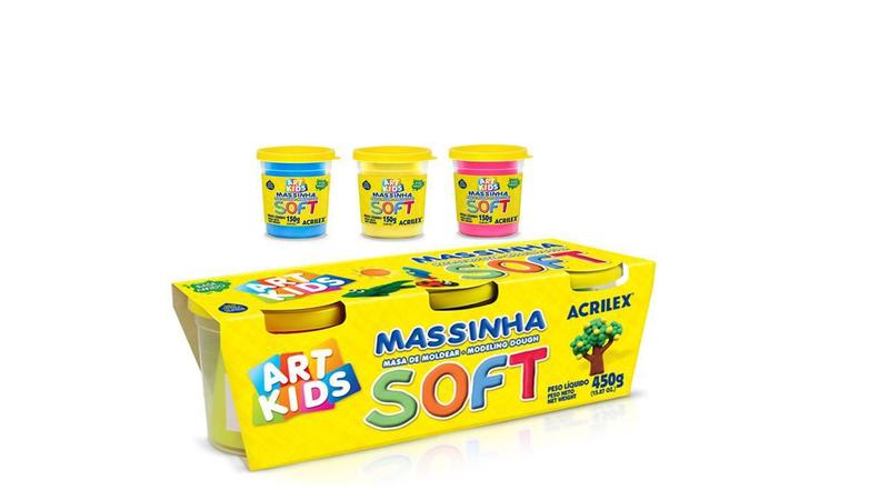 Imagem de Massinha Modelar Soft Com 3 Potes De 150G Cada Art Kids