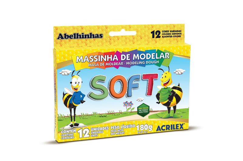 Massinhas de Modelar Soft Acrilex Com 12 Cores 180 gr 07312 Menor preço em Massinhas de Modelar Soft Acrilex Com 12 Cores 180 gr 07312