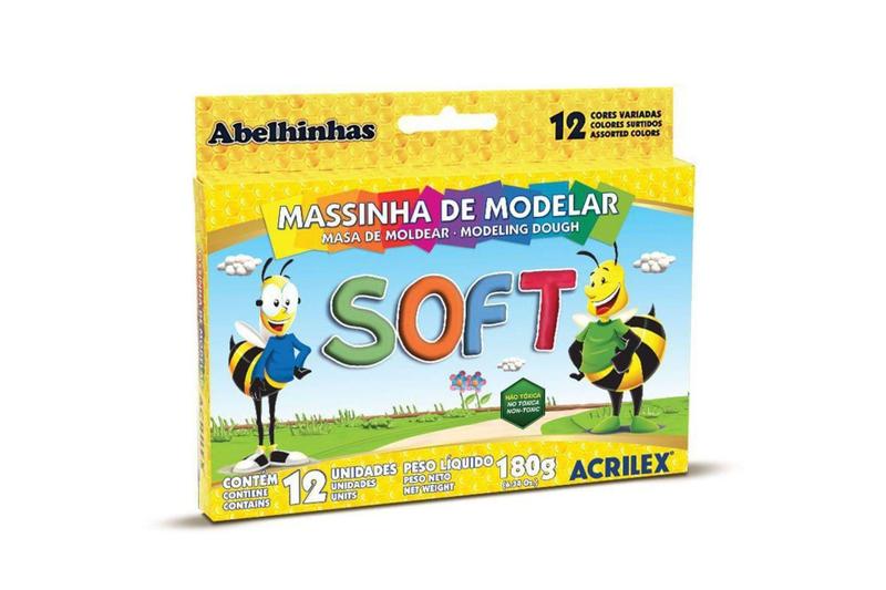 Imagem de Massinhas de Modelar Soft Acrilex Com 12 Cores 180 gr  07312