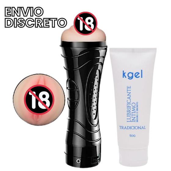 Imagem de Masturbador Masculino Lanterna com Vibrador em Silicone Punheta + Lubrificante