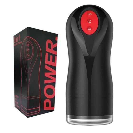 Imagem de Masturbador Masculino Sucção Vibração e Ondulação 21,8cm x 8,5cm 5 Intensidades Silicone Recarregável Discreto Portátil
