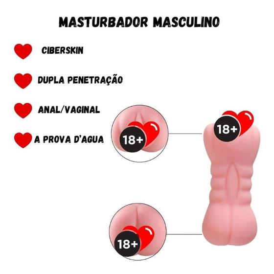 Imagem de Masturbador Masculino Vagina e Anus com dois orifícios penetráveis Estimula Orgasmo Rápido Cyberskin