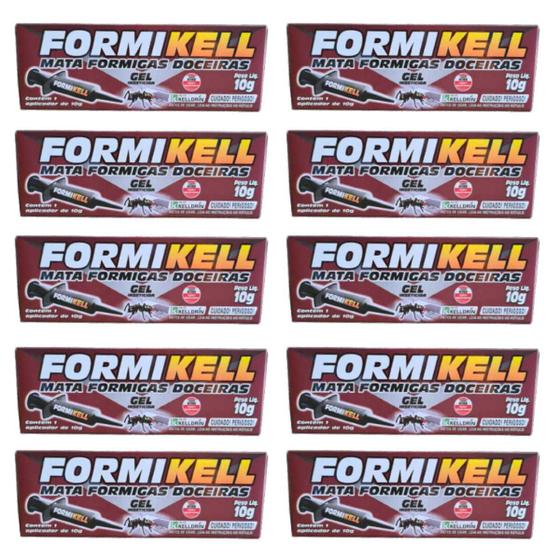 Imagem de Mata Formiga Formikell Gel Seringa Kelldrin 10g Kit c/ 10