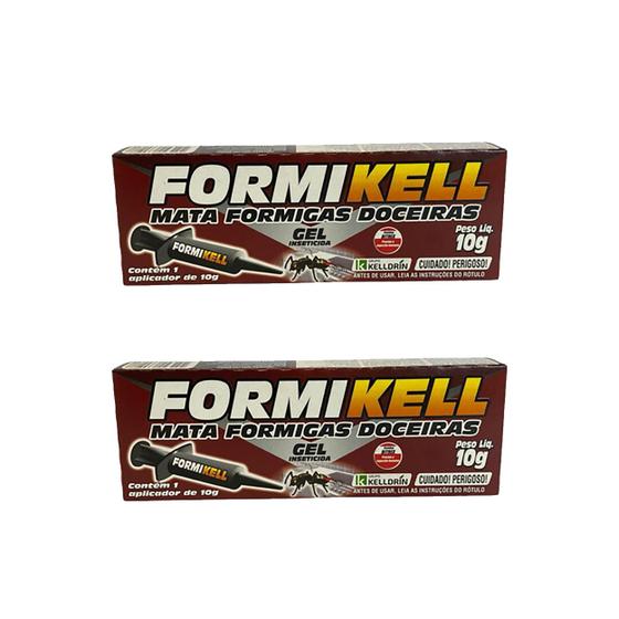 Imagem de Mata Formigas Doceiras Formikell Gel KIT 2 UNIDADES Bisnaga Aplicador 10g Uso Doméstico Pronto Para Uso