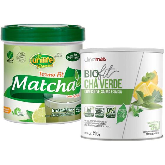 Imagem de Matcha sabor Limão 220g + Chá Verde com Couve e Salsa 200g