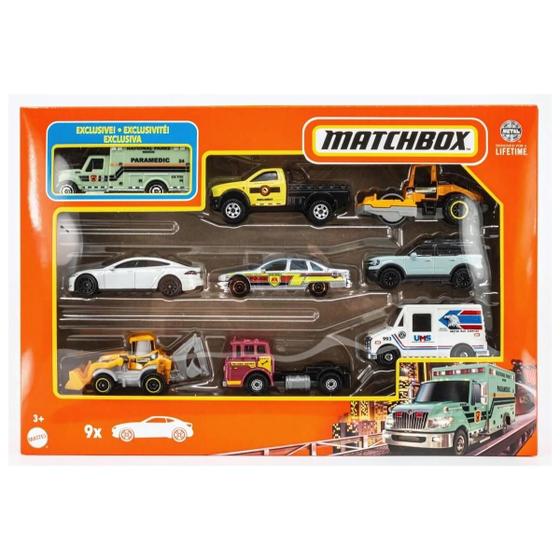 Imagem de Matchbox Pack c/ 9 Escala 1:64 c/ Miniatura Exclusiva Mattel