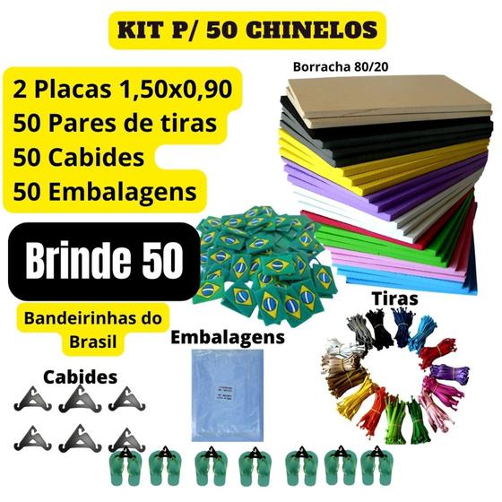 Imagem de Matéria prima para 50 pares de chinelos mais 50 Bandeirinhas do Brasil