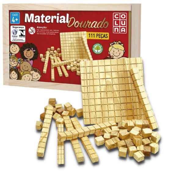Imagem de Material Dourado Completo 111 Peças Educativo Pedagógico