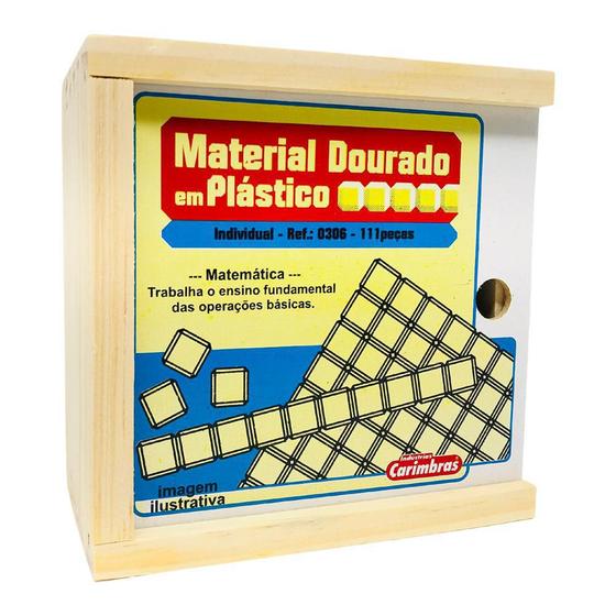 Imagem de Material Dourado De Plástico Com Caixa De Madeira 111 Peças
