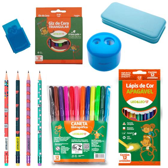 Imagem de Material Escolar Barato Completo Com 43 Itens - Leo E Leo
