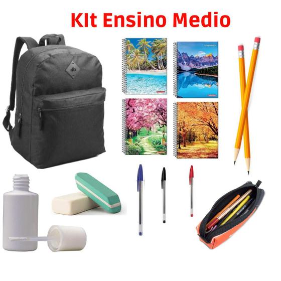 Imagem de Material Escolar Kit Completo Mochila Caderno Lápis Ensino Médio 