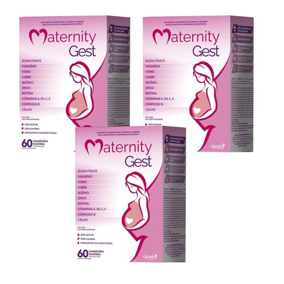 Imagem de Maternity Gest Airela Suplemento p/ Gestação 60cp Kit c/ 3un