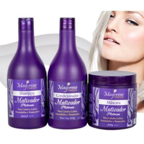 Matizador Maycrene Platinum Cabelos Loiros Kit 3 Produtos Cabelos Loiros a Pronta Entrega Menor preço em Matizador Maycrene Platinum Cabelos Loiros Kit 3 Produtos Cabelos Loiros a Pronta Entrega