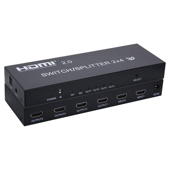 Matrix HDMI 2 x 4 4K Versão 2.0 Menor preço em Matrix HDMI 2 x 4 4K Versão 2.0