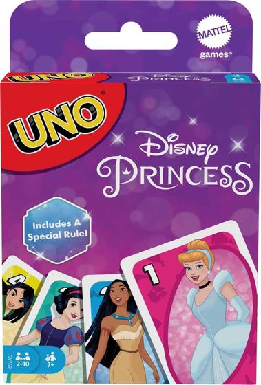 Imagem de Mattel Games UNO Disney Princesses Matching Card Game, 112 Cartas com Wild Card exclusivo & Instruções para Jogadores 7 Anos e Mais Velhos, Gift for Kid, Family & Adult Game Night (GYY69)