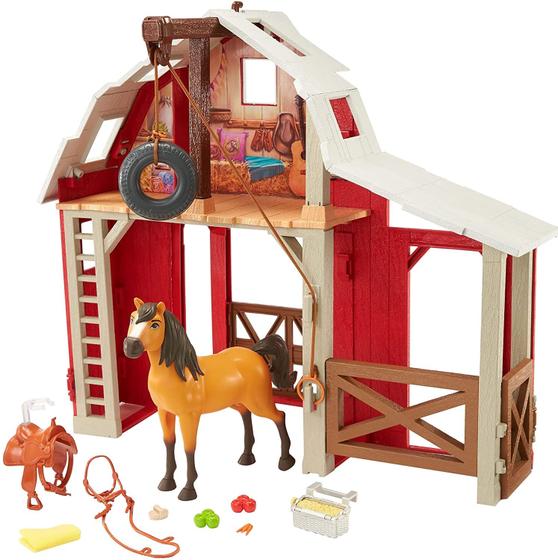 Imagem de Mattel Spirit Untamed Spirit Untamed Barn Playset com Spirit Horse, Barn, 3 Play Areas, &amp 10 Play Pieces, Great Gift for Ages 3 Years Old &amp Up, HDK56