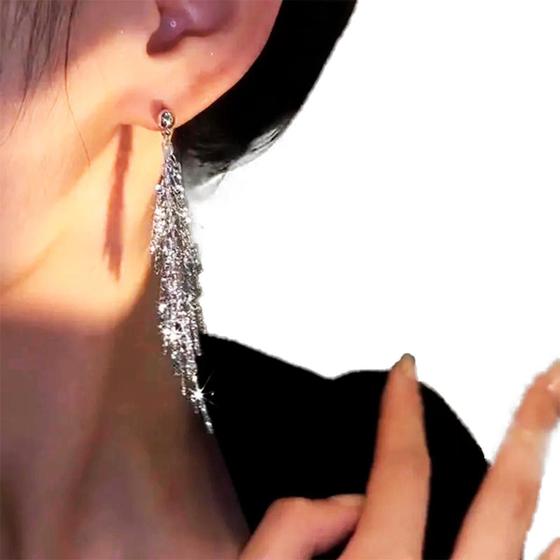 Maxi Brinco Franja Strass Luxo Casamento Noiva Festa Pratead Menor preço em Maxi Brinco Franja Strass Luxo Casamento Noiva Festa Pratead