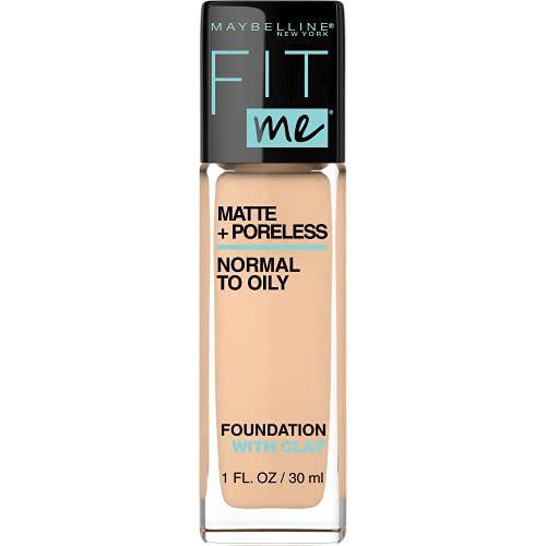Imagem de Maybelline Fit Me Matte + Poreless Liquid Foundation Maquiagem, Areia Macia, 1 fl oz Fundação Livre de Petróleo