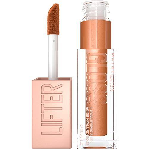 Imagem de Maybelline New York Lifter Gloss Lip Gloss Maquiagem com ácido hialurônico, hidratante, brilho alto, lábios hidratados, lábios com aparência mais cheia, bronzeado, dourado, 0,18 fl oz