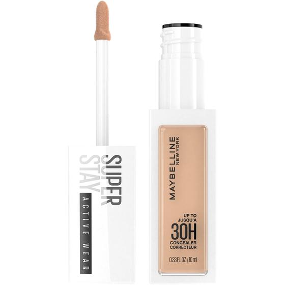 Imagem de Maybelline New York Super Stay Liquid Makeup, Full Coverage Concealer, até 30 horas de desgaste, resistência à transferência, acabamento fosco natural, livre de óleo, disponível em 16 tons, 0.33 Fl Oz