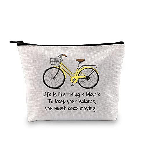 Imagem de MBMSO Bicycle Gifts Cosmetic Bag Bicycle Makeup Bag Life is Like Riding a Bicycle Zipper Pouch Cyclist Gifts Cycling Toiletry Bag Organizer Bag (A vida é como andar em um saco de bicicleta)