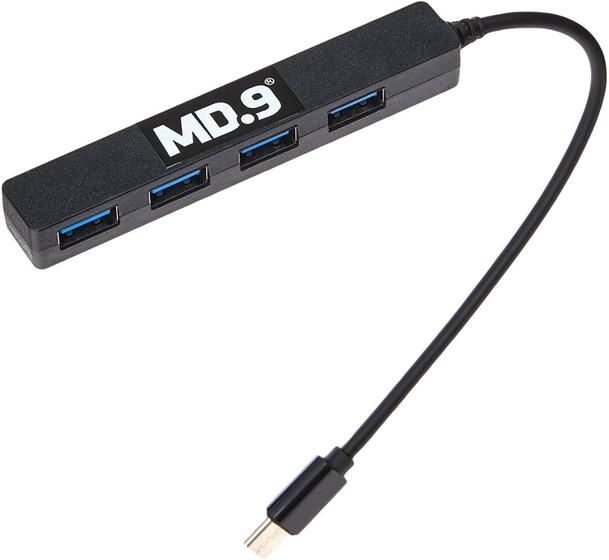 Imagem de Md9 Hub Usb 4 Portas 3,0 - Conexão Tipo C - Preto