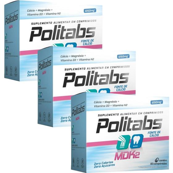 Imagem de MDK2 Politabs Vitamínico Kit 3 Caixas 60 Caps Cada Caixa