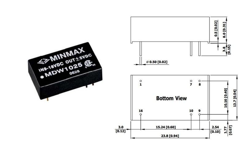 Imagem de MDW1021 Conversor DC-DC 2W Entrada 9-18V Saída 3.3V 500mA Isolado MinMax