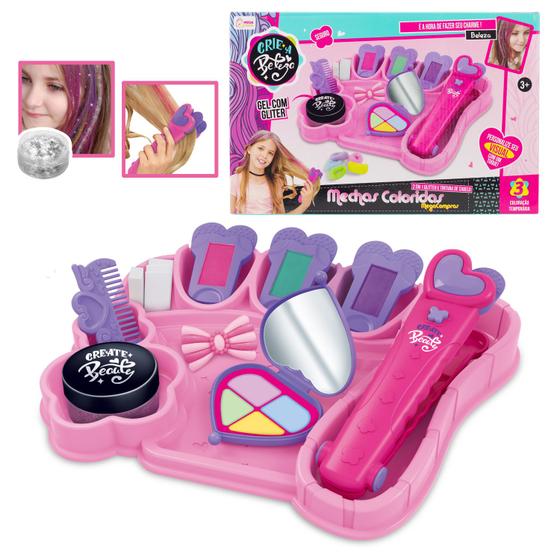 Mechas Coloridas Com Prancha Infantil Menina Pinte o Cabelo com Gel de Brilho - Mega Compras é boa?