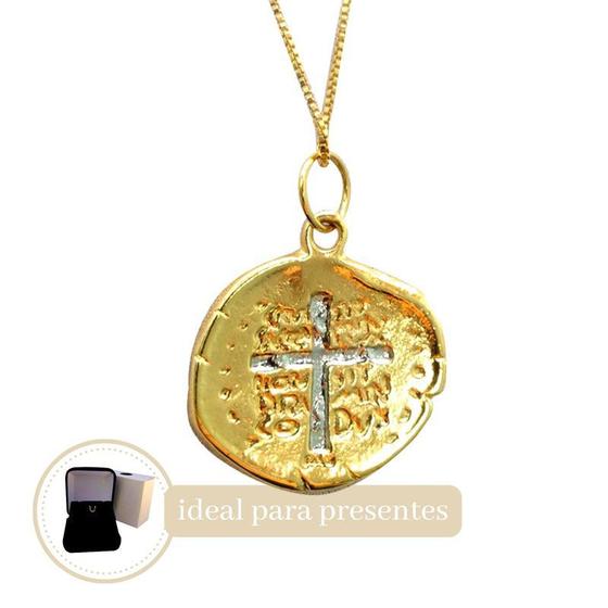 Imagem de Medalha 2 Cruzes De São Bento 3cm Banhado A Ouro 18k