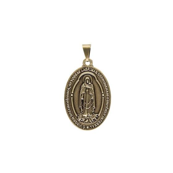 Imagem de Medalha de Nossa Senhora das Lágrimas e Jesus Manietado Ouro Velho