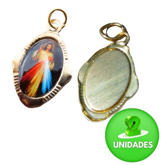 Imagem de Medalha Jesus Misericordioso Chapa Resinada 2 unid