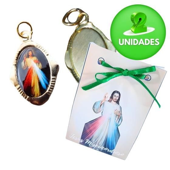 Imagem de Medalha Jesus Misericordioso + Sacolinha temática papel 2 UN