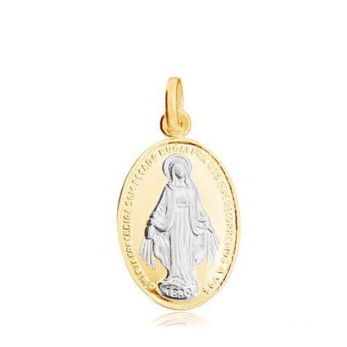 Imagem de Medalha Milagrosa de Nossa Senhora das Graças Original Média Folheada Ouro e Ródio 1,7cm 