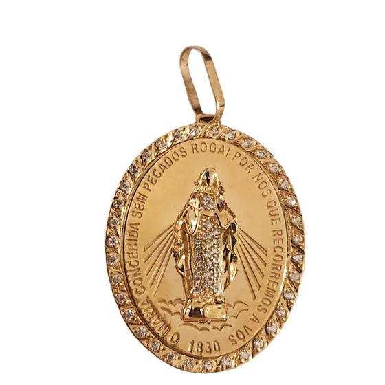 Imagem de Medalha Nossa Senhora Das Graças Ouro 18k Zircônio. Rosangela lima joias