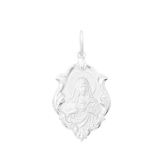 Imagem de Medalha Prata de Lei 1,7cm Ornato Nossa Senhora Coração de Maria